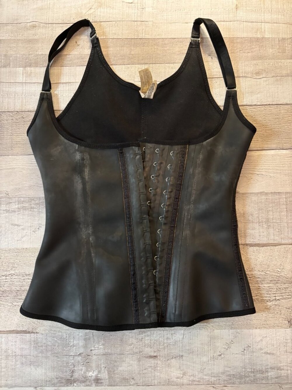Black Faux Leather Corset Top – Lace-Up Inspired Bustier Style